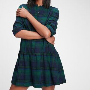 Gap Flannel Shirt Dress - Blue/Green Plaid • XS Petite